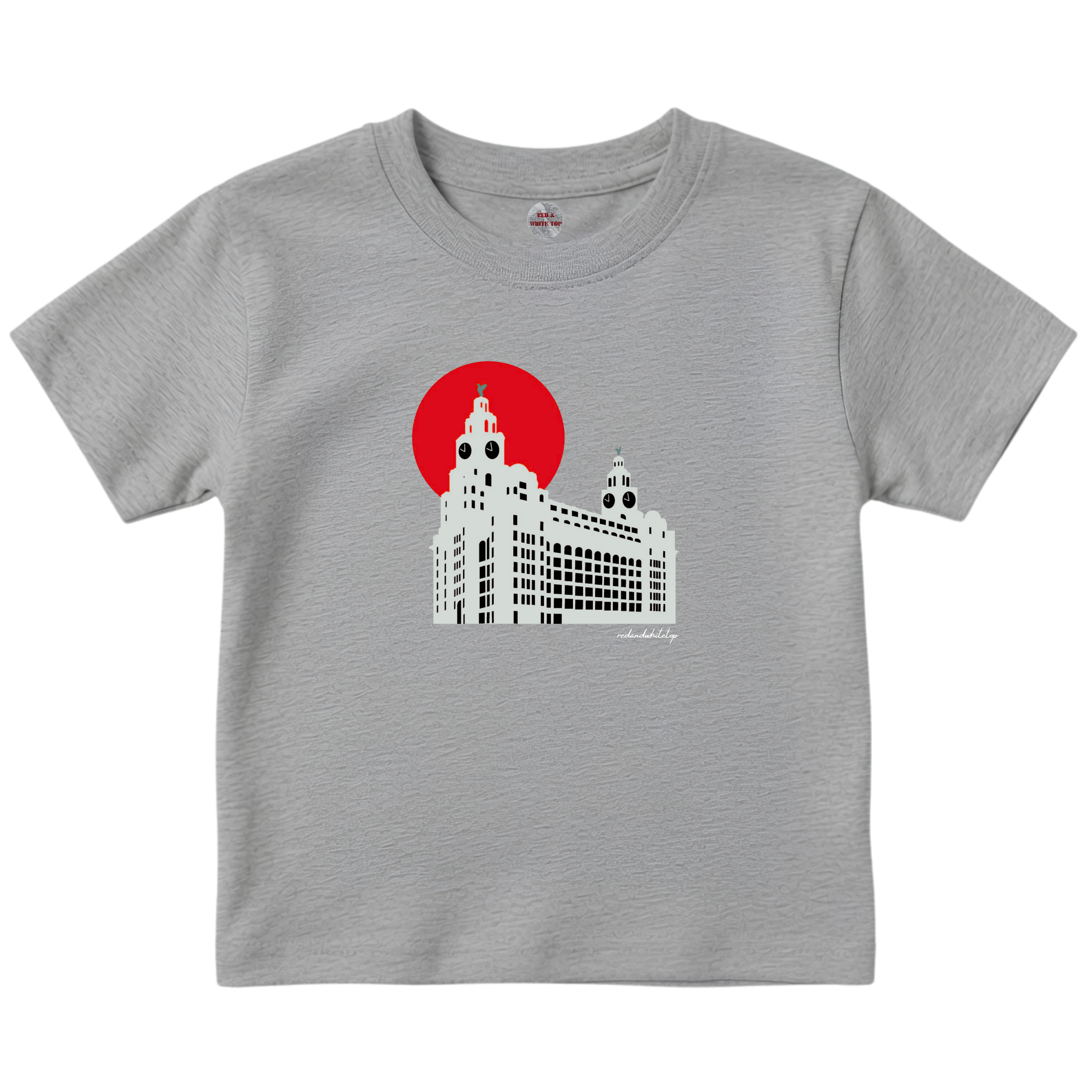 Kids Red Sun Liver Buildings T-Shirt