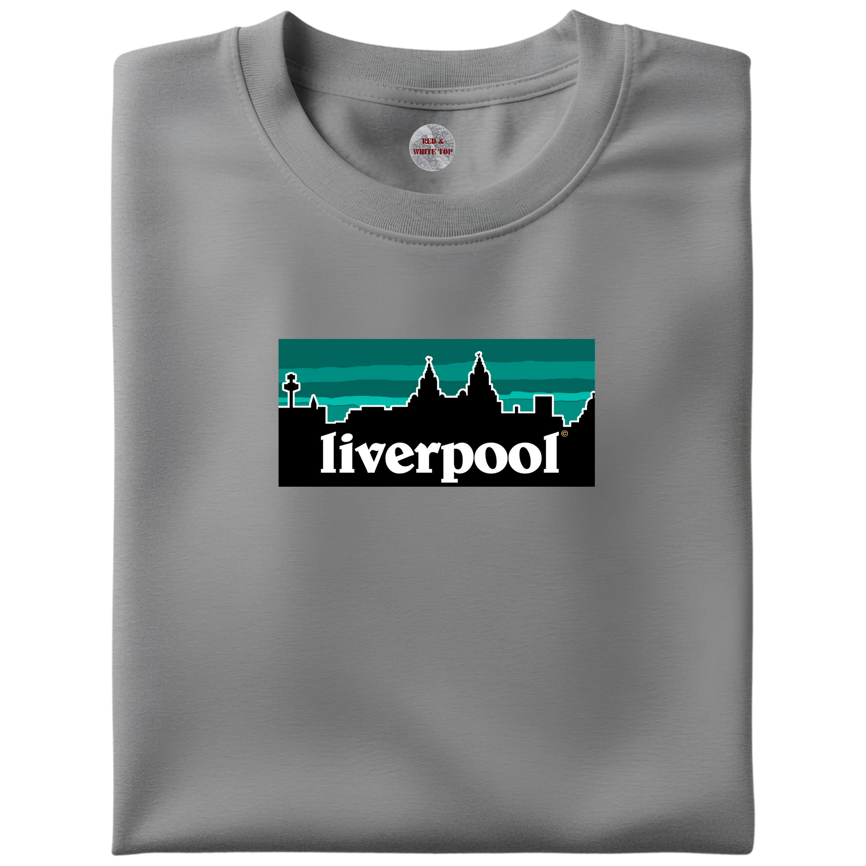 Liverpool Skyline T Shirt Teal