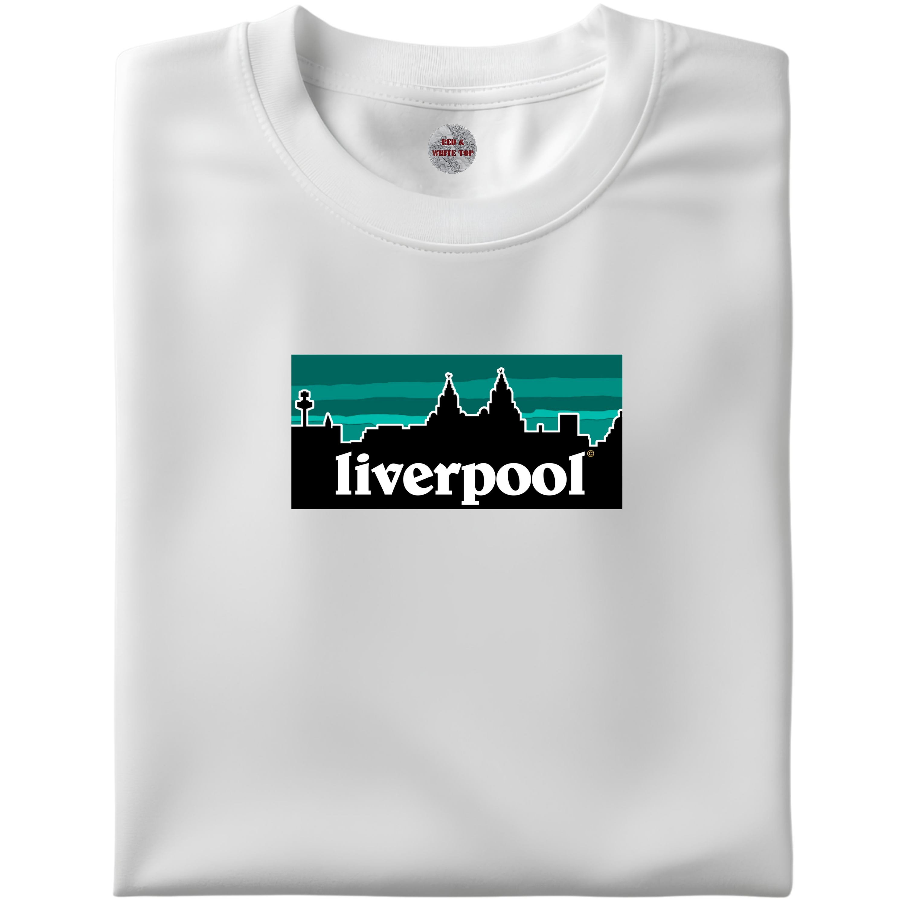 Liverpool Skyline T Shirt Teal