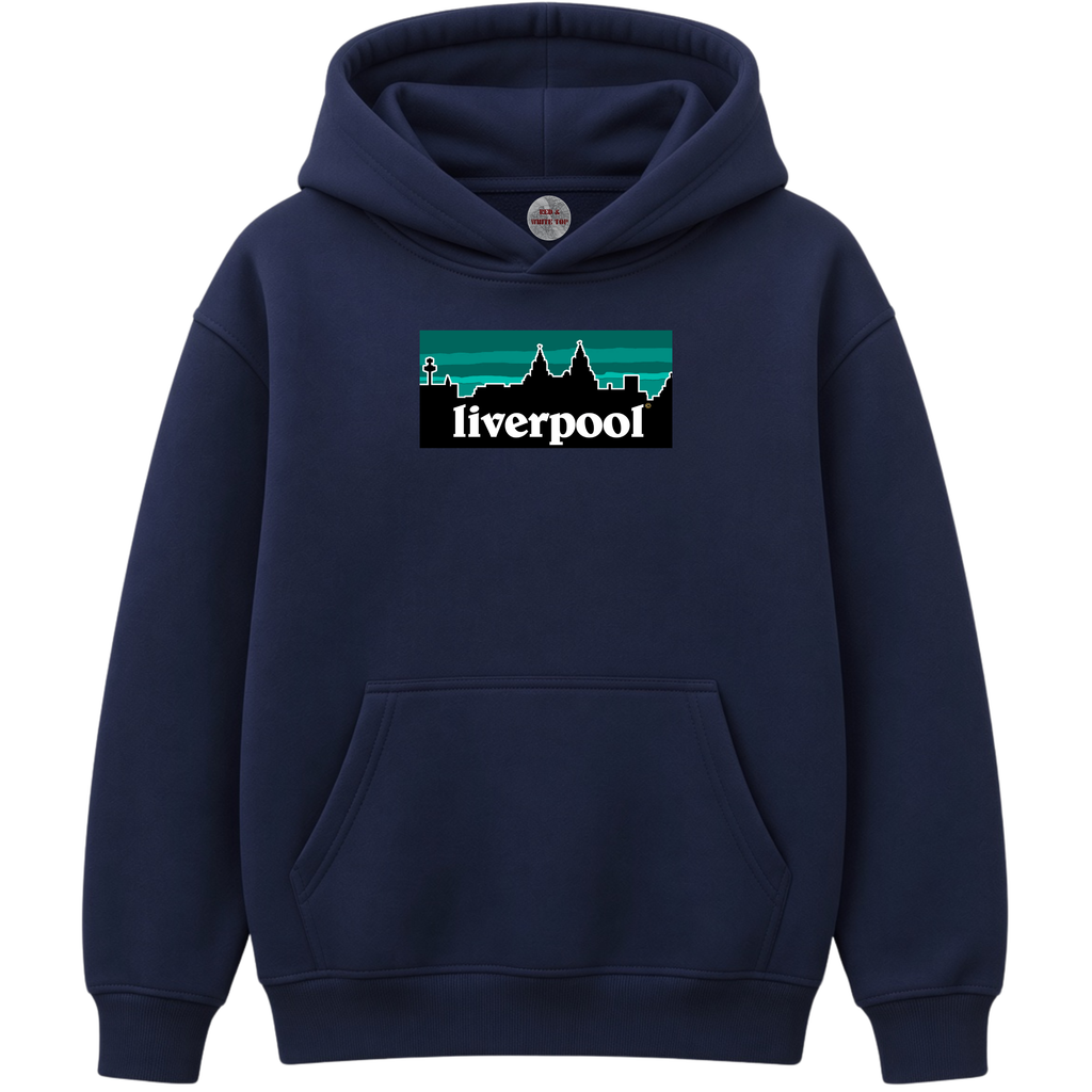 Kids Liverpool Skyline Teal Hoodie
