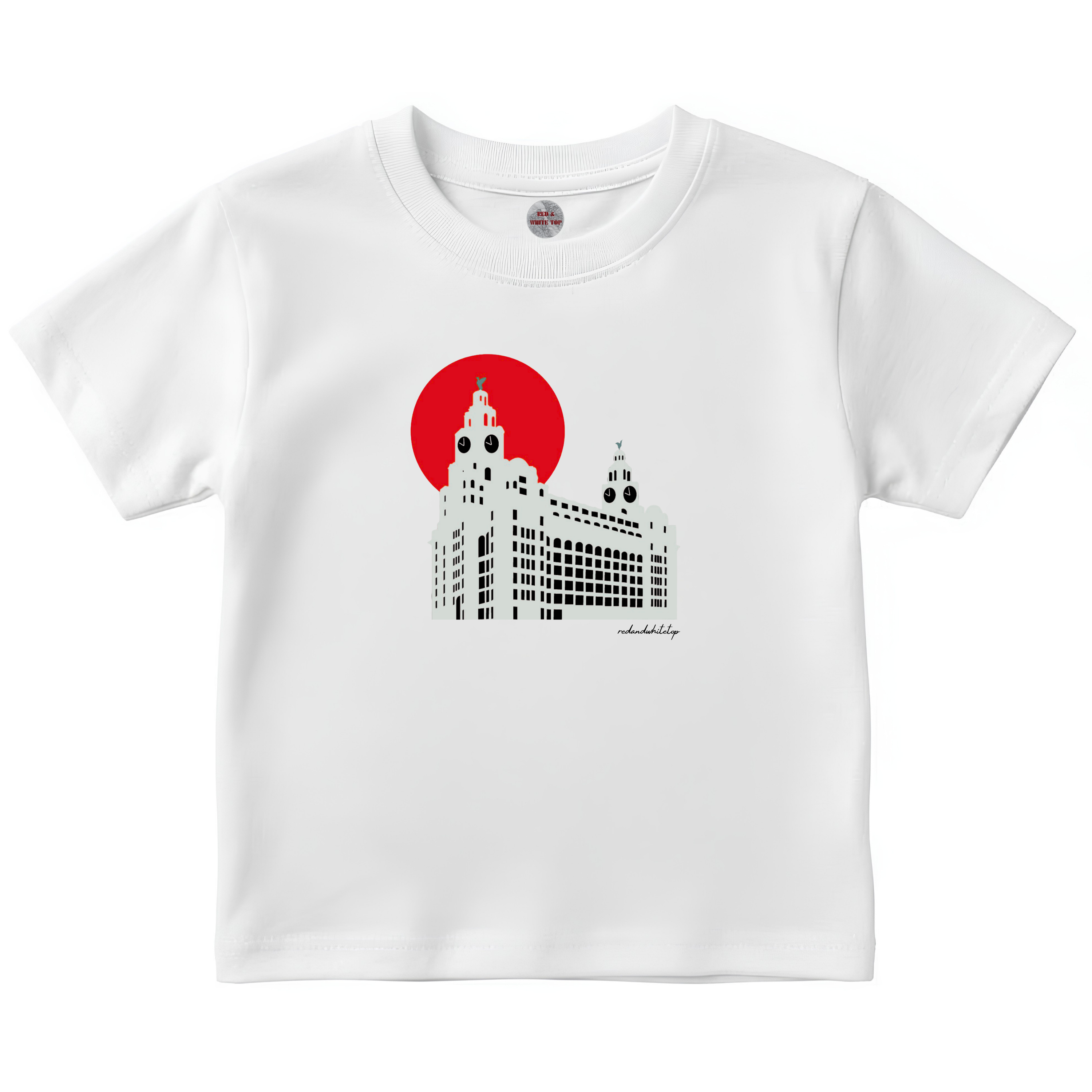 Kids Red Sun Liver Buildings T-Shirt